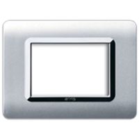Plaque en technopolymère série 44 - 44 en plastique 3 places en aluminium naturel avec cadre chromé