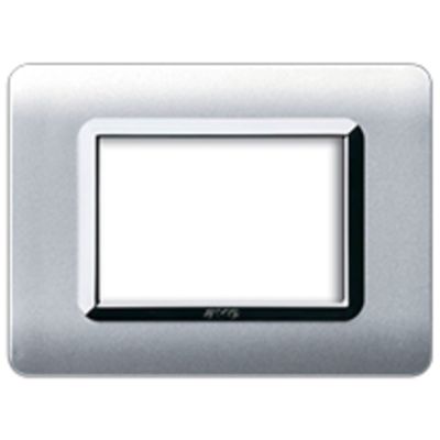 Plaque en technopolymère série 44 - 44 en plastique 3 places en aluminium naturel avec cadre chromé