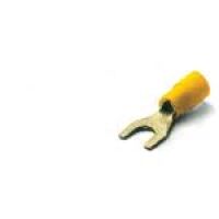 Yellow terminal for cable section. 4 - 6 mm2 fork for 6mm screw
