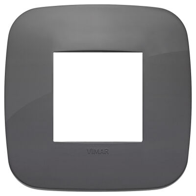 Arke - placca Round Tecno-basic in tecnopolimero 2 posti grigio