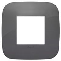 Arke - placca Round Tecno-basic in tecnopolimero 2 posti grigio