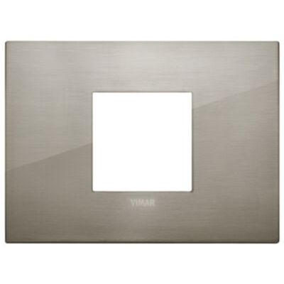Arke - placca Classic Metal-Elite in metallo 2 posti centrali acciaio spazzolato