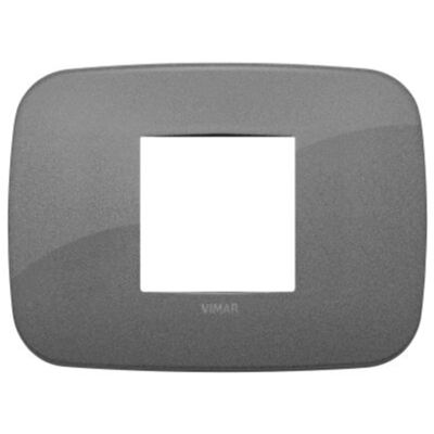 Arke - placca Round Metal-Color in metallo 2 posti centrali ardesia