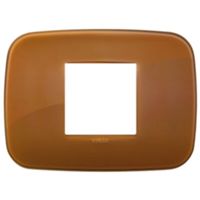 Arke - placca Round Reflex Plus in tecnopolimero 2 posti centrali caramel