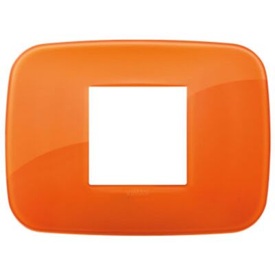 Arke - Plaque ronde Reflex Plus en technopolymère avec 2 emplacements centraux orange