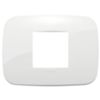 Arke - placca Round Tecno-basic in tecnopolimero 2 posti centrali bianco