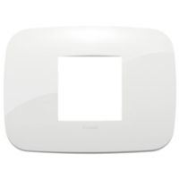 Arke - placca Round Tecno-basic in tecnopolimero 2 posti centrali bianco