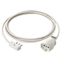 Cable alargador lineal 16A 3m blanco enchufe plano 16A y toma universal 16A