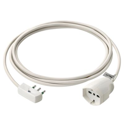 Linear extension cable 16A 3m white 16A flat plug and 16A universal socket