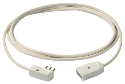 Cable alargador lineal 10A 3m blanco enchufe plano 10A y toma 10A