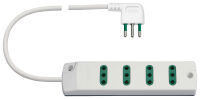 White multiple socket with small 90° plug, 4 sockets