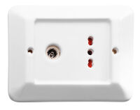 Delux - porcelain plate with white TV socket and bypass socket