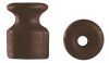 Aislador de porcelana marrón con tornillo y pasador bruñidos.