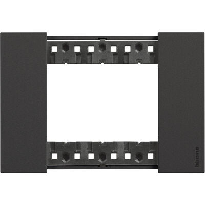 BTicino KA4803KG Living Now - Placa negra de 3 módulos