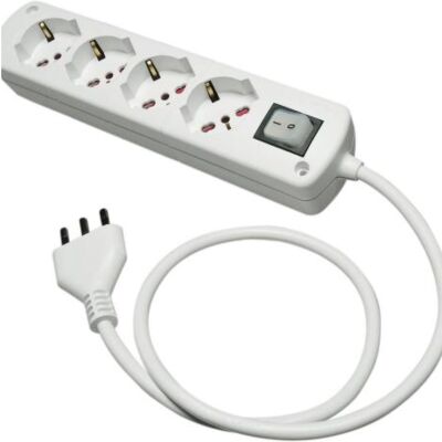 Multiple socket with 16A plug switch and 4 CABLY universal sockets