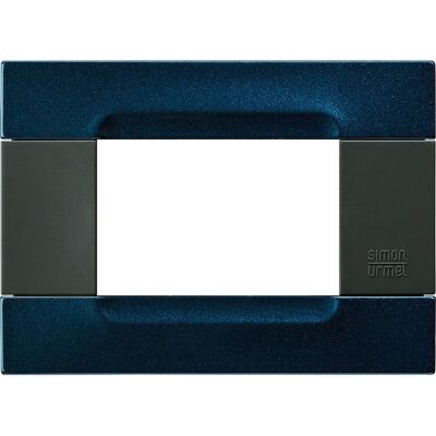 Nea - Plaque métal Kadra Anthracite 3 places en bleu métallisé