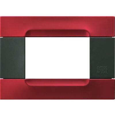 Nea - Placa metálica Kadra Antracita 3 plazas rojo metalizado