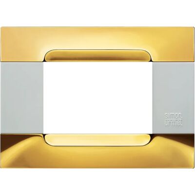 Nea - Placa Kadra blanca de metal dorado pulido de 3 plazas