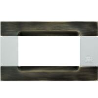 Nea - White Kadra plate in brushed brass metal 4 places