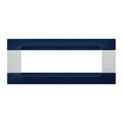 Nea - White Kadra plate in Sydney blue technopolymer 7 places