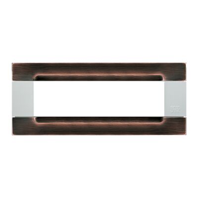 Nea - White Kadra plate in brushed copper metal 7 places