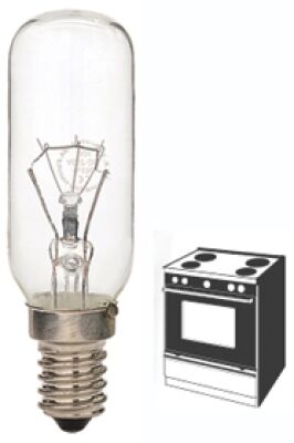 Lámpara incandescente tubular transparente E14 40W 230V para hornos