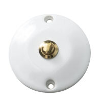 Volux - bouton avec clé en porcelaine laitonnée