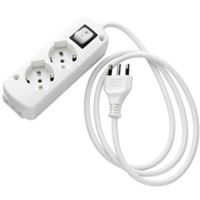Multiple socket with switch and 1.5 m cable, 16A plug and 2 universal sockets and 1 bypass
