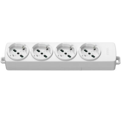 Multiple socket with 4 white 1200 Series universal sockets