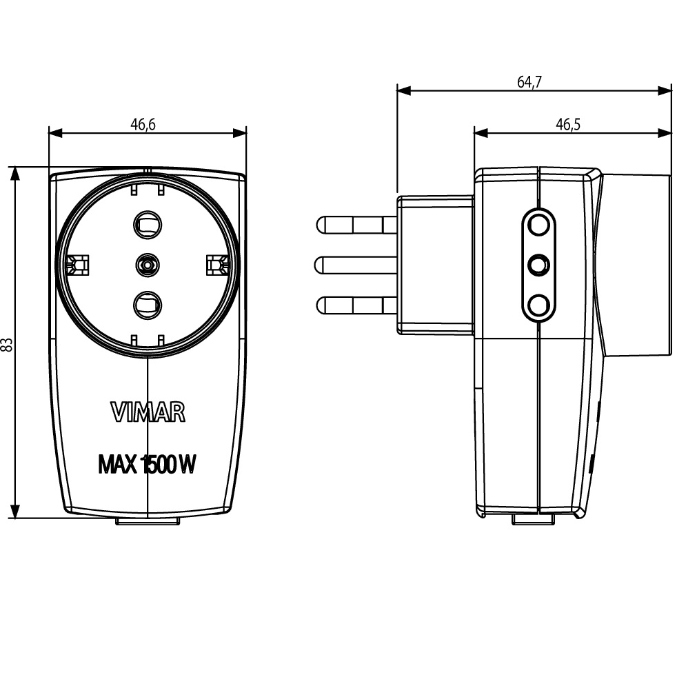 Vimar 0P00330.B - adattatore multiplo con presa piccola e interruttore