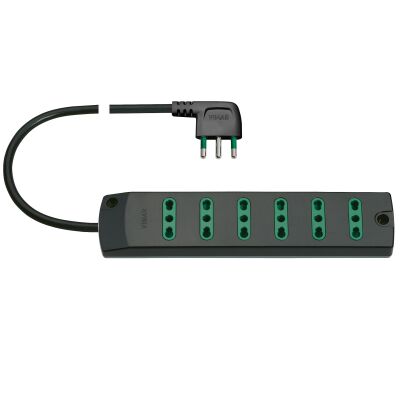 Vimar 00406.CC - 6P black multiple socket with cable