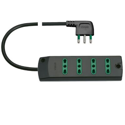 Vimar 00404.CC - 4P black multiple socket with cable
