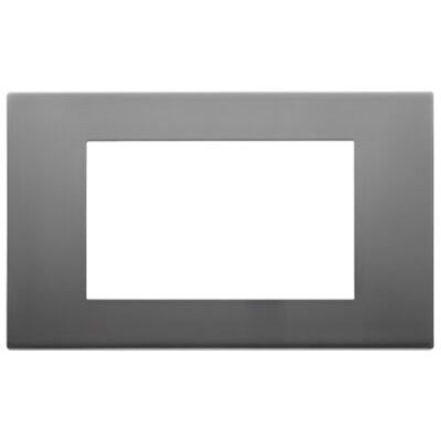 Linea - Placa de acero inoxidable satinado de 4 módulos