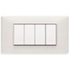 Plana - placca in tecnopolimero 4 posti bianco granito