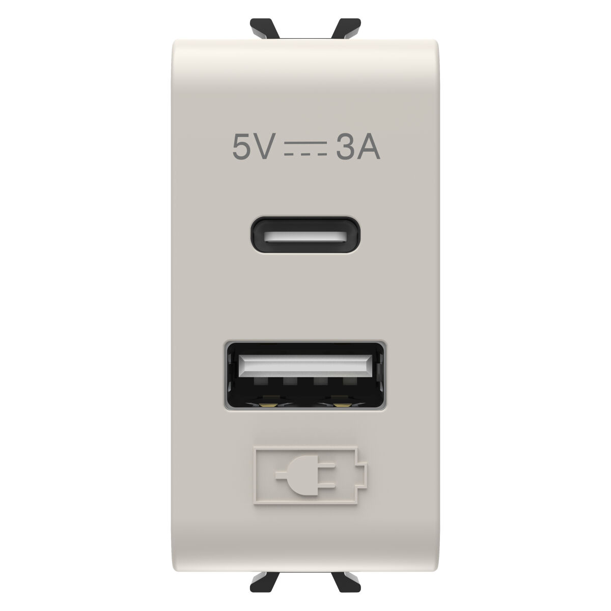Caricatore USB tipo C e tipo A compatibile vimar plana