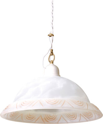 Porcelain chandelier with satin glass plate ø 40 and rosette