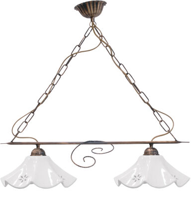 Lustre ALBA 2 lumières avec cloche en porcelaine ø 27