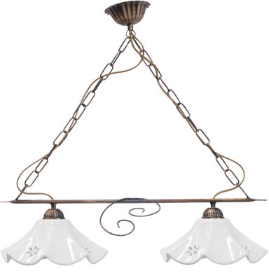 Lámpara de araña ALBA de 2 luces con campana de porcelana ø 27