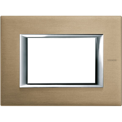 BTicino HA4803NX Axolute - Placa de titanio cepillado de 3 módulos