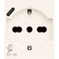 White Linea - 16A universal socket + USB C