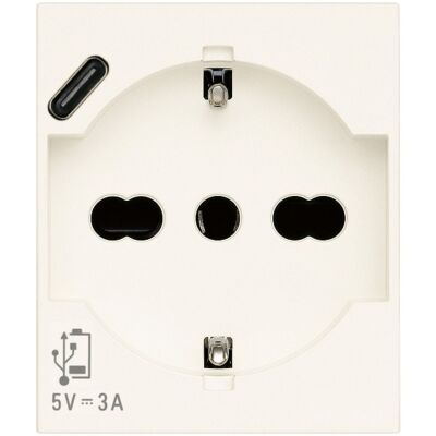 White line - 16A universal socket + USB C