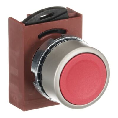 Momentary button with red round shape guard