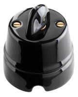 Nera - botón giratorio de porcelana esmaltada negra