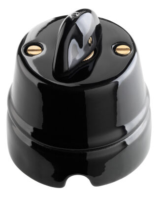 Negro - botón giratorio de porcelana esmaltada negra