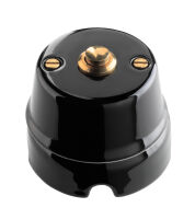 Noir - bouton avec bouton laitonné en porcelaine émaillée noire