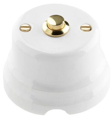 Round - button with shiny brass key