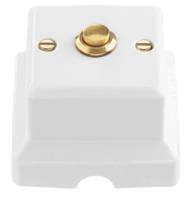 Rectangle - button with brass-plated porcelain key