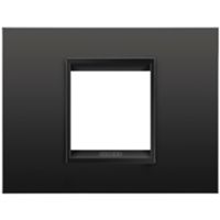 Gewiss GW16202XM Chorus - Placa monocromática negra satinada de 2 módulos