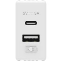 System White - USB A+C charger