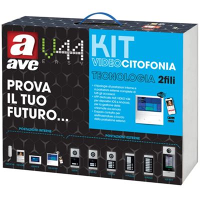 AVE KV01-2PIT4BAP 2Fili - Kit interphone vidéo bifamilial LCD 4,3 - VI2F-PE2AP